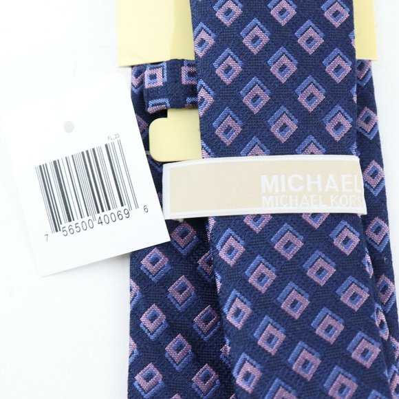 Michael Kors, Blue and Pink Squared Slim Men's Neck Tie - Picture 4 of 6